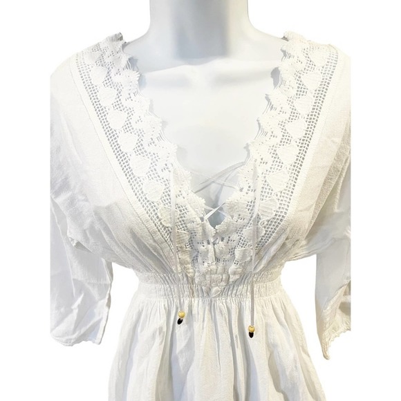 NWT Seaspice Dulce' Long Sleeve Mini Cotton Cover Up Dress Small - Picture 5 of 11